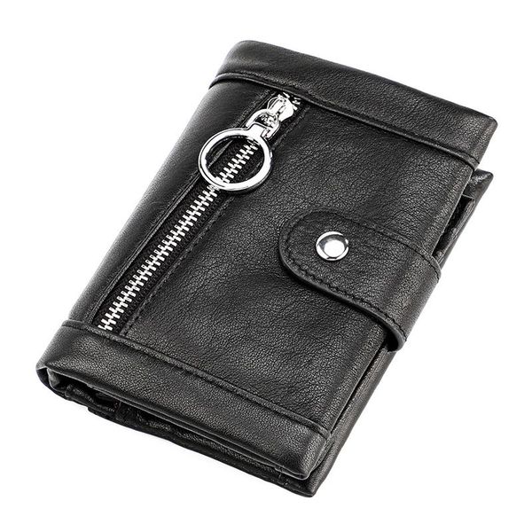 

genuine leather men wallet zipper coin purse new 2021 rfid anti-theft brush wallet coin purse for ladies, Red;black
