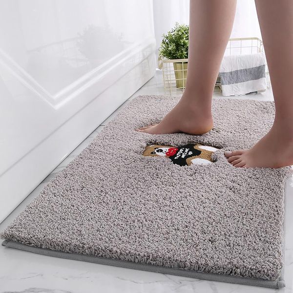 

cute cartoon bear printed thickened water absorption doormats anti-slip bathroom mats home fluffy wrinkle-resistant floor rugs