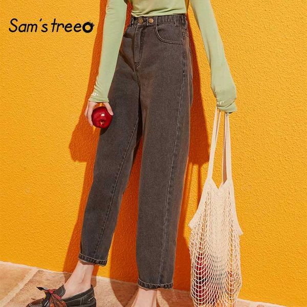 

blue solid pocket side high waist retro leisure jeans women autumn green black straight korean female denim pants kg-918
