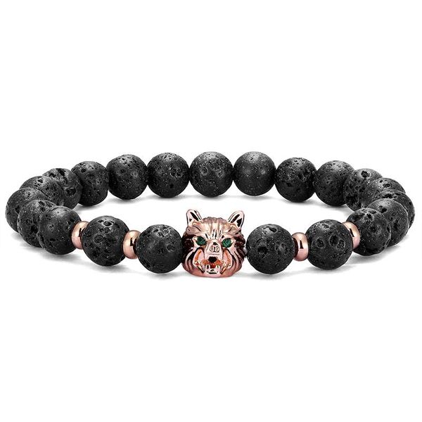 

minimal zircon wolf head 8 mm lava beads bracelet men's glamour yoga prayer men's handmade jewelry accessories wmtxpn xhlove