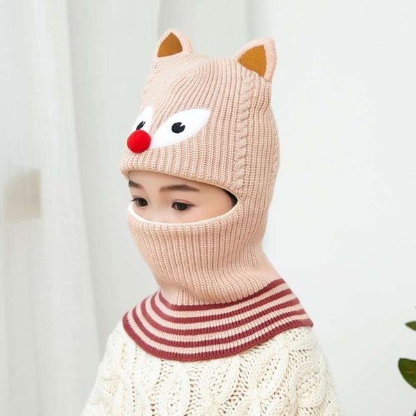 

plush autumn ear winter hat korean children's and neck protection 488e, Red;brown