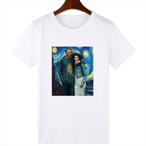 

mona lisa t shirt women van gogh funny tee tshirt vogue harajuku 90s streetwear sailor moon casual t shirt female, White
