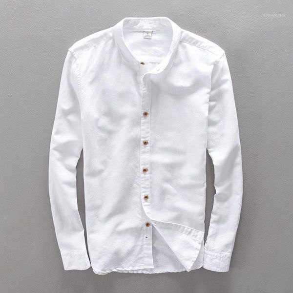 

men's casual shirts linen men comfortable breathable natural shirt 2021 vintage easy to match1, White;black