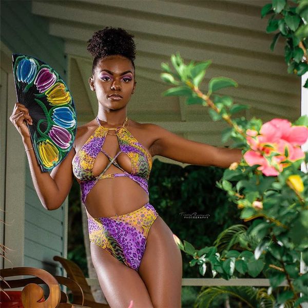 

yixia 2021 new split leopard bikini swimsuit bandage bathing suits pad