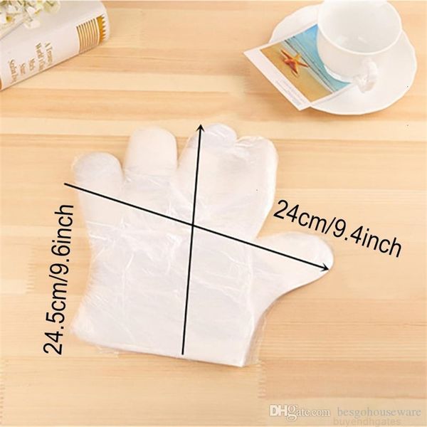 

waterproof pcs/set disposable oilproof transparent film 100 pe glove multifunctional sanitary gloves for home clean bh21