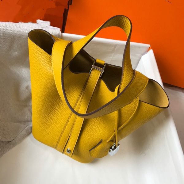 

simple 18cm vegetable basket bucket lychee grain head leather fashion women's bag