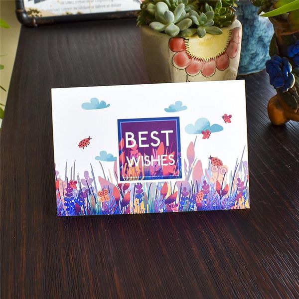 

wishes thank you floral card thanksgiving day greeting card with envelope stickers 6x4 note cards blank inside gift card sqcqvs