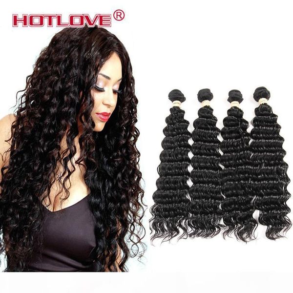 

ove peruvian hair product deep wave 100% human hair unprocessed hair exrensions 3 4 bundles 8-28 inch full lenght ing, Black