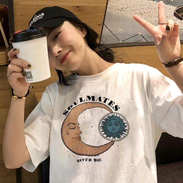 

women tsihrt korean cute hip hop casual clothes vintage summer ropa de mujer harajuku kpop tee dropshipping print punk vegan, White