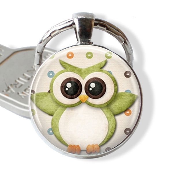 

chains jewelry key rings owl glass gems bag pendant christmas gift women for men, Silver