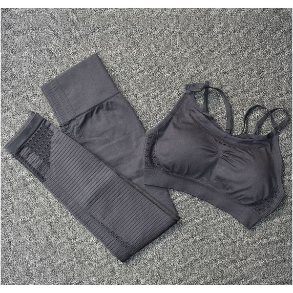 

2 шт. спортивные костюмы бесшовные йоги набор женщин фитнес тренажерный зал одежда спортивная одежда женщина тренажерный зал леггинсы мягкие