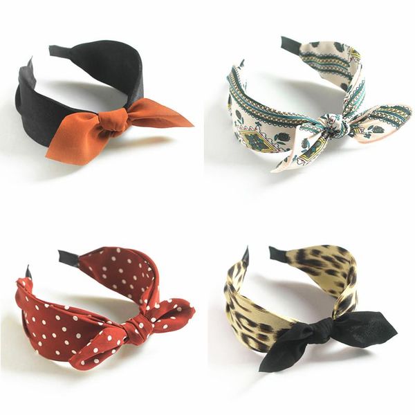 

hair accessories women leopard hairband cute ears headbands ear headhoop bow knot headwrap headdress summer