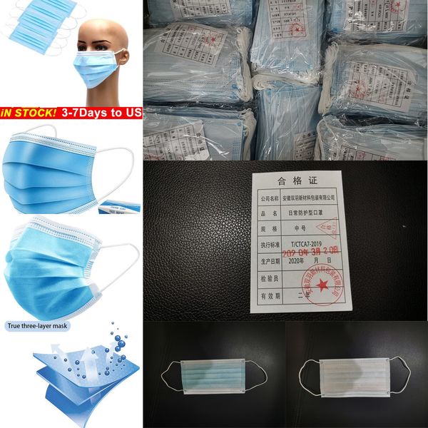 

masks 3 layer ear-loop factoryuabwmouth face cover 3-ply non-woven disposable dust mask soft breathable outdo