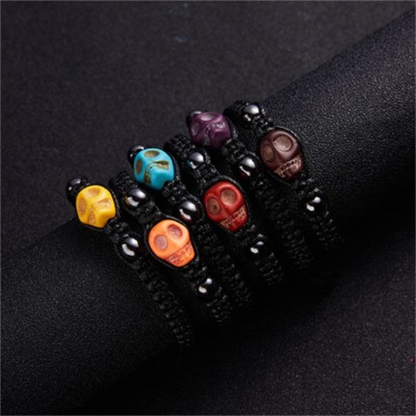 

factorylwwpwomen turquoise for skull head men charm bracelets vintage weave rope bangles statement braided bracelet jewelry hallowe