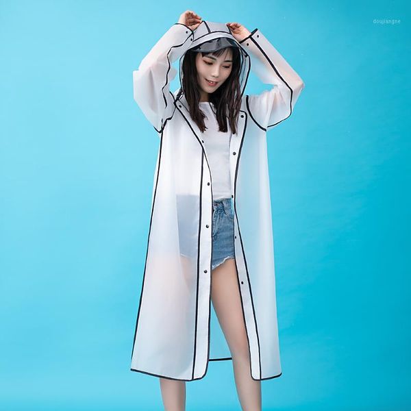 

transparent rain coat fashion eva women men raincoat portable long style poncho reusable summer outdoor waterproof rain gear1