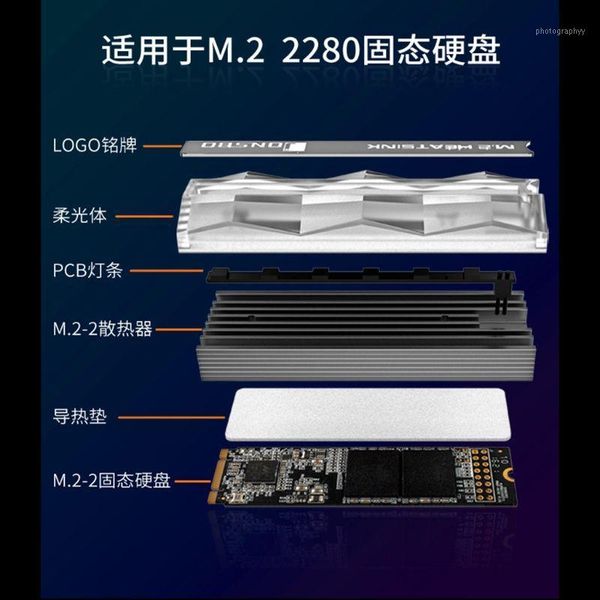 

argb magic color colorful light heat sink sata nvme ngff 2280 m.2 ssd cooler kit b85a1