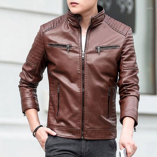 

jaycosin men winter leather jacket men motorcycle 2019 new fashion autumn outerwear coats leather biker jackets jaqueta 19aug191, Black;brown