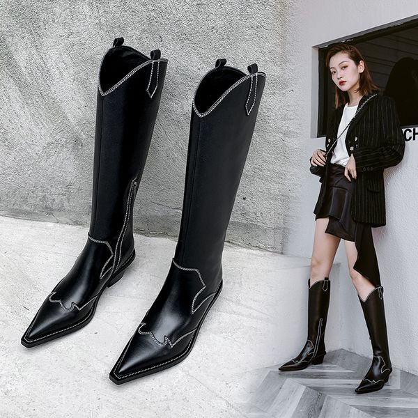 

women's leather winter snow solid boots 22-25cm ak5m, Black