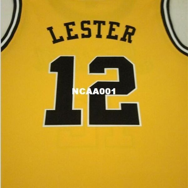 

604 #12 lester iowa hawkeyes college basketball jersey yellow customize any number 604 stitched embroidery jersey, Black