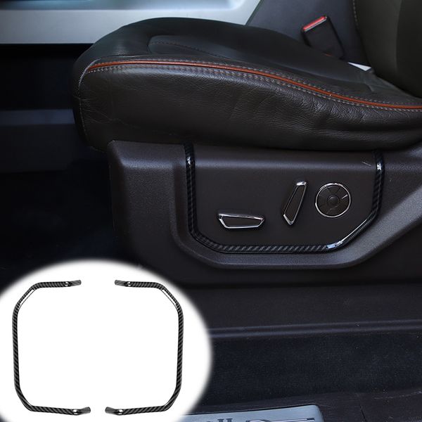 

carbon fiber car seat adjustment switch decorative frame 2pc for ford f150 15+