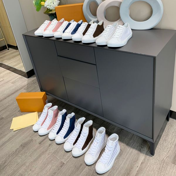 

ladies men fashion sneakers high and low casual shoes catwalk print canvas shoes flat bottom shoe with original shoe box, Black