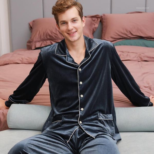 

men's sleepwear mimi pajamas spring plush long sleeve fashionable loose men's home wear suit can be worn out1, Black;brown