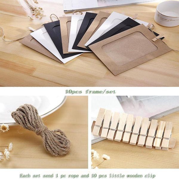 

sufeile 10шт бумаги фоторамка diy фото стена крафт-бумага рамка комбинация 6-дюймовая рамка с 10 шт. зажимы и длинные wmtjpx hx_pack