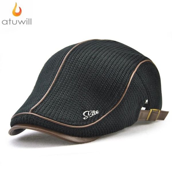 

atuwill casual knitted berets hat flat caps for men england style knitted peaky blinders hat for women autumn boina hombre, Blue;gray