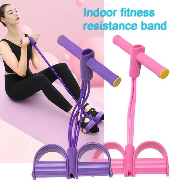 

elastic 4 tubes pull rope belly resistance tension band sport training tool fitness equipment accessories
