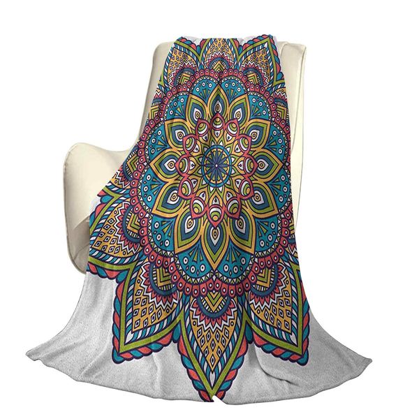 

tribal design in colorful vivid scheme with floral leaves details artworkoffice leisure blankets