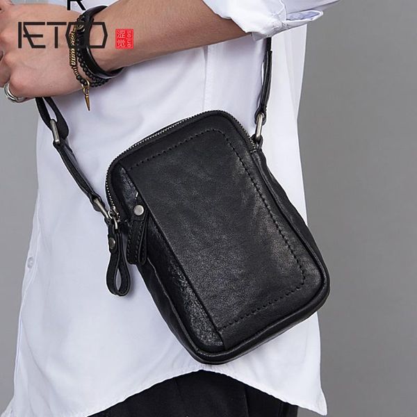 

hbp aetoo leather cross-body bag, male cowhide small bag, fashion trend one-shoulder bag