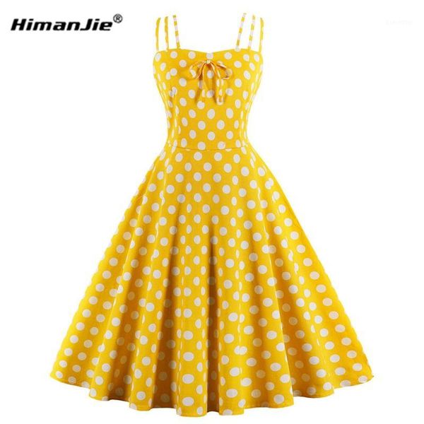 

summer women hepburn dresses yellow retro cotton robe vintage dresses 50s 60s rockabilly pin up polka dot swing1, Black;gray
