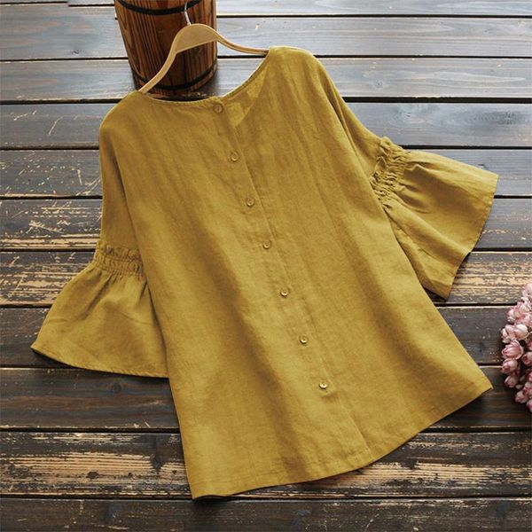 

women's blouses & shirts women summer round neck short butterfly sleeve blouse woman ladies solid female casual plus size s-5xl, White