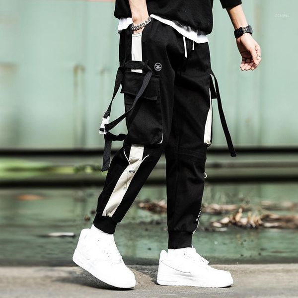 

men's pants fashion harem joggers men cargo streetwear casual hip hop pockets track male harajuku trousers men's clothing s-3xl1, Black