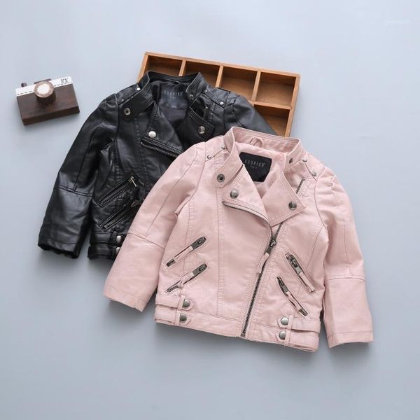 

2020 new children's pu leather jacket boys winter leather jacket with fur girl winter children's solid casual1, Blue;gray
