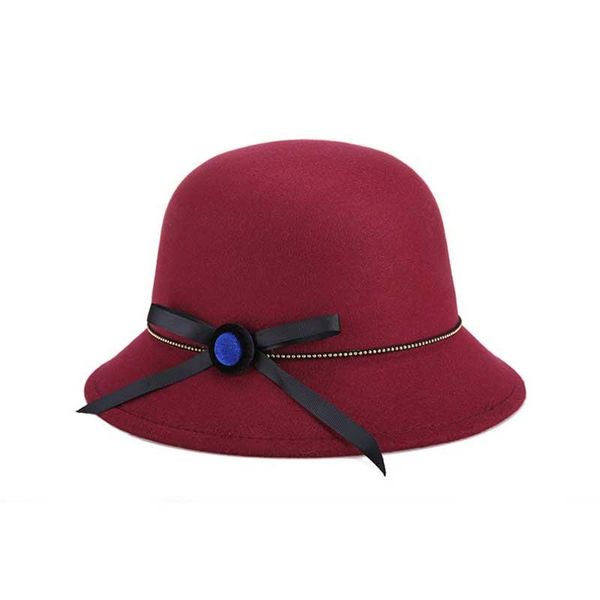 

2017 new fashion sweet solid color women beach retro vintage wool felt bowler bow fedora hat autumn winter bucket caps for woman bbyqjg, Black;white
