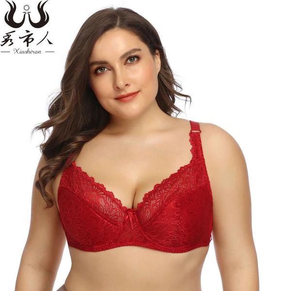 

bras full cup bra with steel ring lace underwear large, Red;black