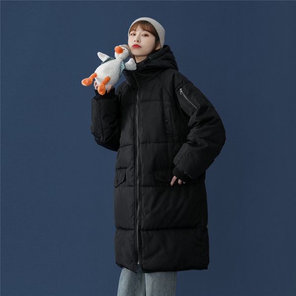 

winter men's mid long fashion down cotton padded jaet, Black