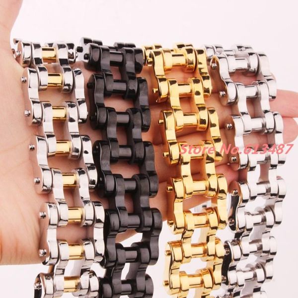 

22mm huge stainless steel multi-color mens biker bicycle motorcycle chain males bracelets & bangles cool jewelry, Black