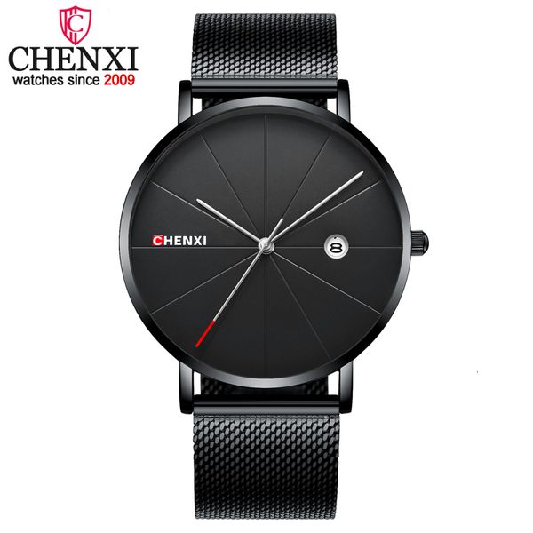 

chenxi luxury men watches ultra thin clock quartz sport wristwatches for men's watch man waterproof fashion casual wristwatch, Slivery;brown