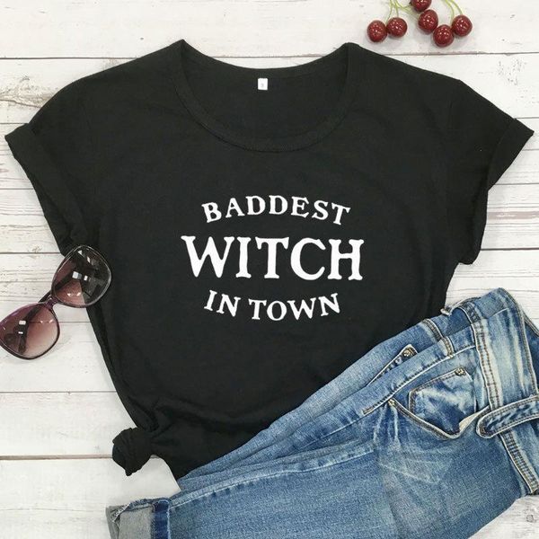 

women's t-shirt baddest witch women o-neck short sleeve 2021 casual harajuku woman tshirt, White