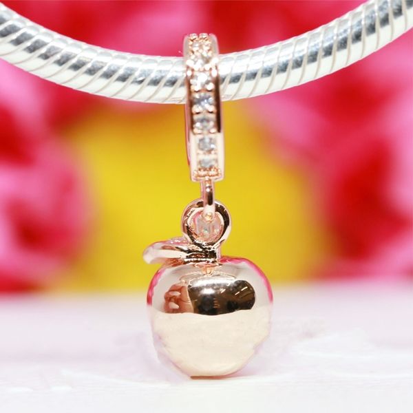 Autentico amuleto Pandora in argento sterling 925 con pendente a forma di mela rosa adatto per bracciale europeo con perline larghe 789080c01