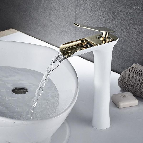 

chrome & white tall waterfall basin faucet bathroom faucet bathroom basin mixer tap with and cold water taps1
