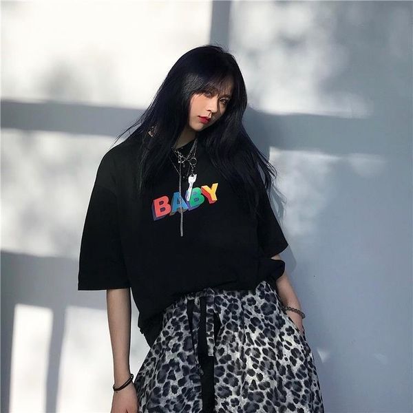 

kuakuayu hjn golf baby cotton t-shirt female t shirt chic letters printed short sleeves women tees loose, White