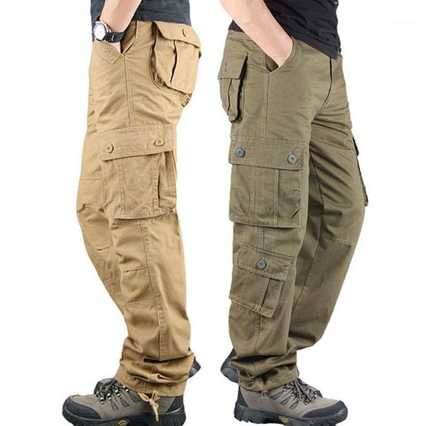 

outdoor pants men's cargo multi pockets causal trousers army tactical mens straight sport plus size 28-44 cyf2671, Black;green