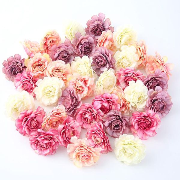 

10 шт. / лот искусственные цветы 5см silk rose head для свадьбы домашнее садовые украшения diy craft wreath christma bbyqxb