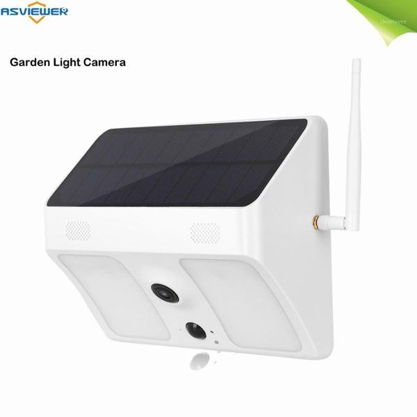

cameras outdoor solar panel powered ip pir wi-fi garden light security camera wide angle view dual way audio coloful night vision1