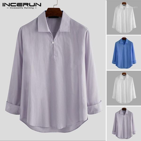 

men's casual shirts men's shirt solid color turn-down collar streetwear 2021 long sleeve cotton loose camisas hombre harajuku ince, White;black