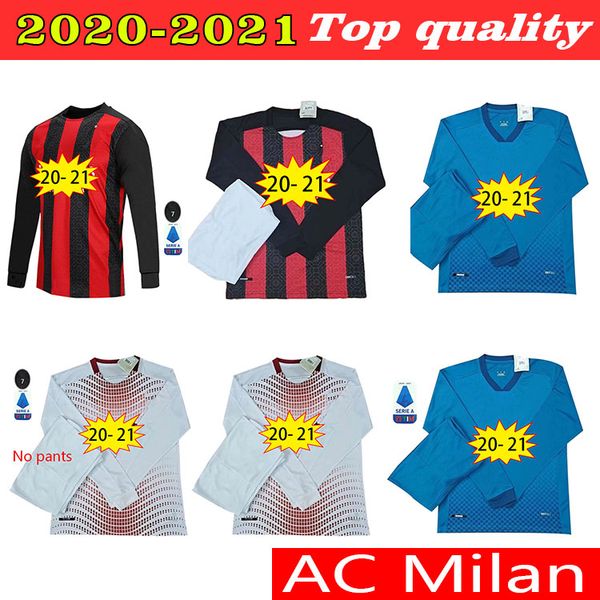 

2020 ac milan ibrahimovic soccer jersey kit paqueta romagnoli piatek long sleeves football shirts camisa ac milan, Black;yellow