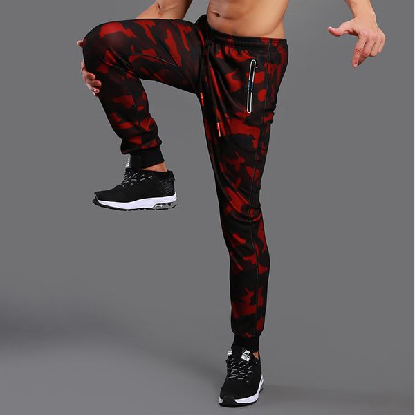 

men sport pants fitness pants men's slim running training camouflage pattern moisture wicking 3 colors breathable sale, Black
